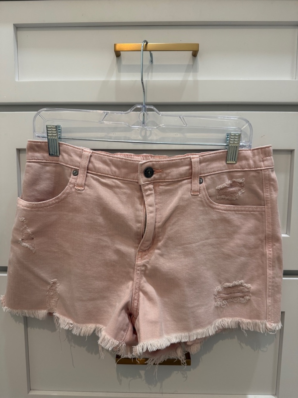 aerie Blush Pink Distressed Denim Shorts